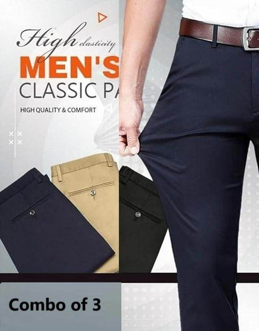 High Elasticity Men's Classic Pants 3Pack